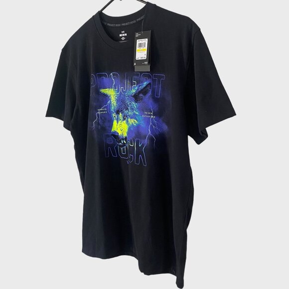 Under Armour Project Rock Wolf Graphic Shirt Black Men's Medium Short-Sleeve New - Picture 2 of 15